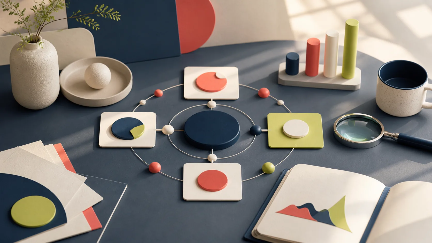 Mapa visual que conecta conceptos de afiliación, atribución y medición
