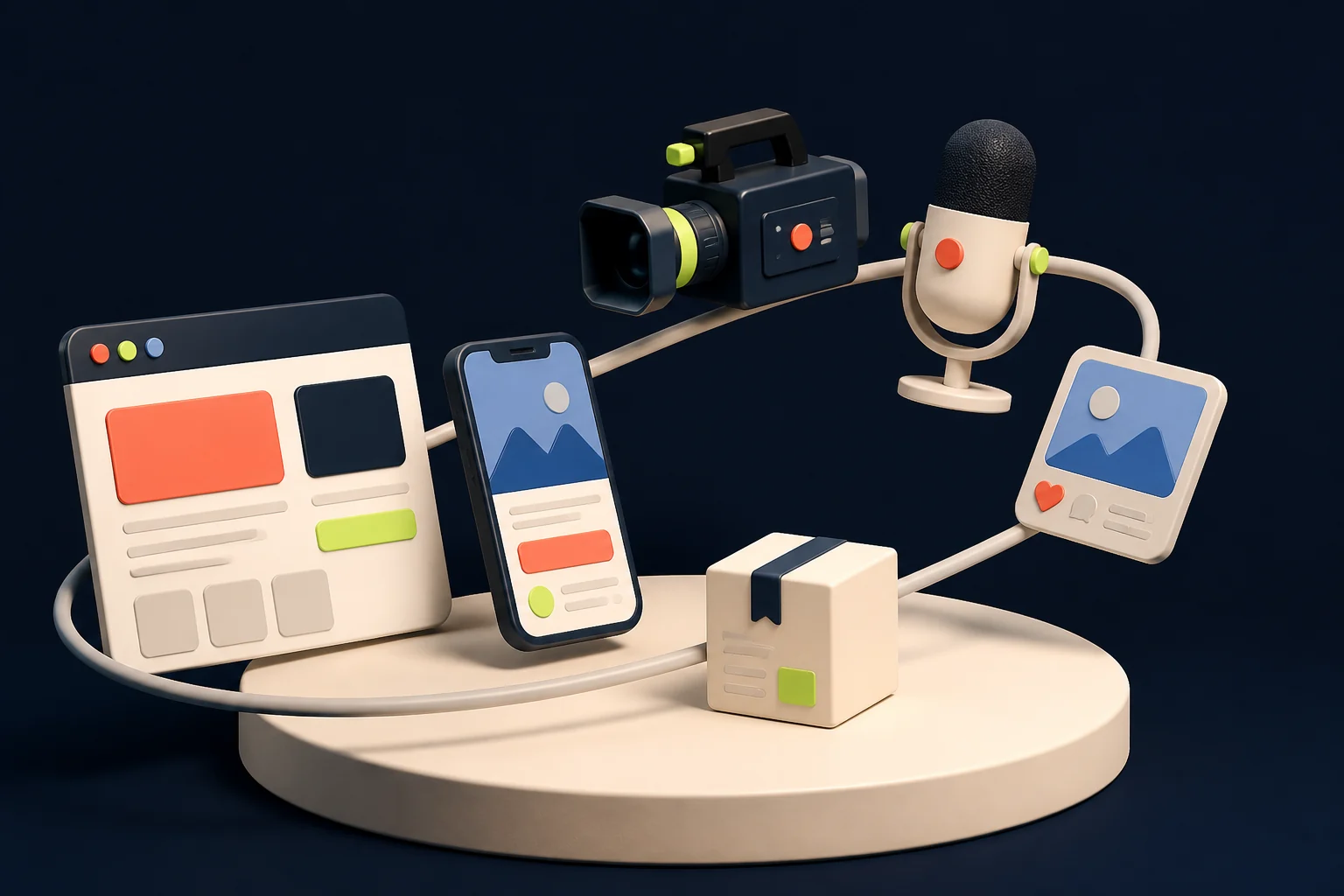 Website, mobile app, video, podcast, social and commerce monetisation channels
